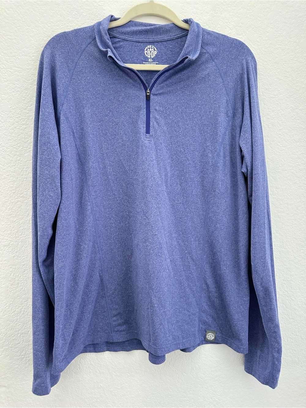 REI Co-Op Womens XL Heather Purple 1/4 Zip Tech Shirt Pullover Hiking Top 885470